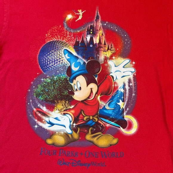 Vintage Walt Disney World Four Parks One World Sorcerer Mickey Mouse T-Shirt S - Picture 2 of 3
